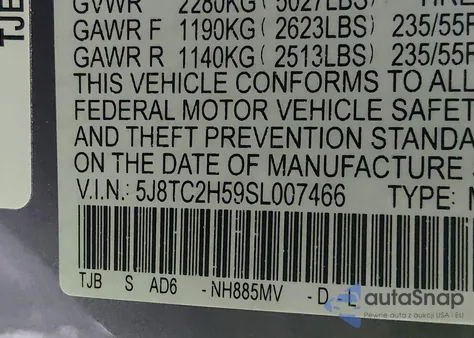 2025 Acura Rdx Technology Package z USA, uszkodzony, nr VIN 5J8TC2H59SL007466